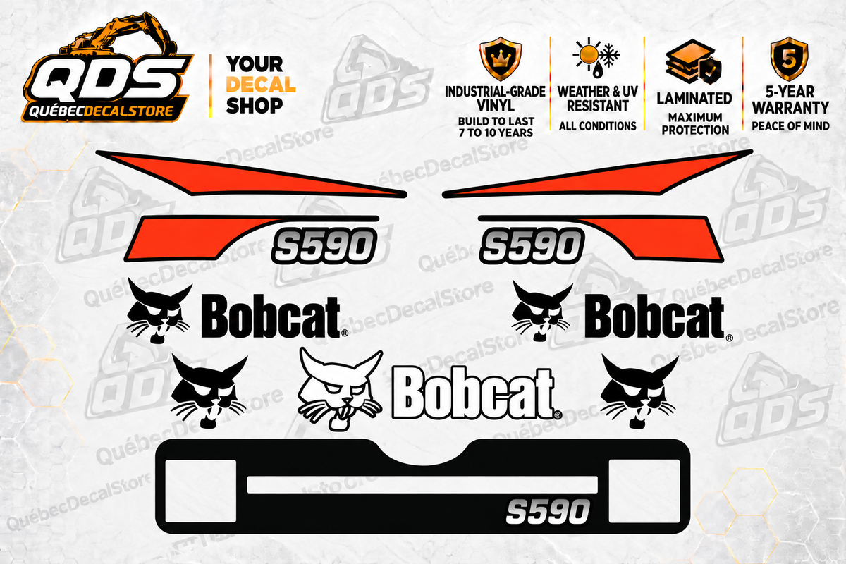 Bobcat S590 Decal Kit – Orange & Black Graphics