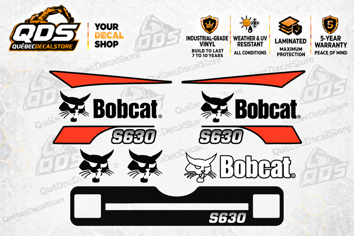 Bobcat S630 Decal Kit – Orange & Black Graphics