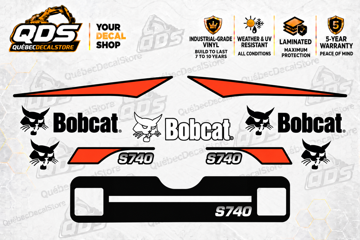 Bobcat S740 Decal Kit – Orange & Black Graphics