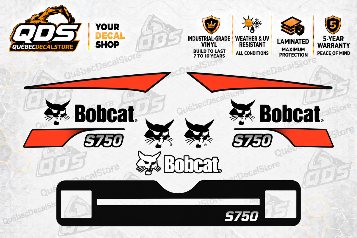 Bobcat S750 Decal Kit – Orange & Black Graphics