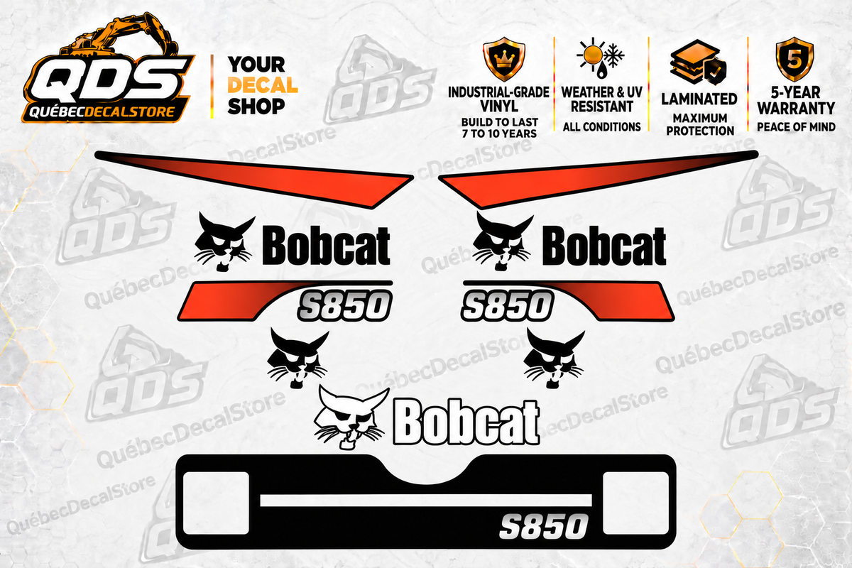 Bobcat S850 Decal Kit – Orange & Black Graphics