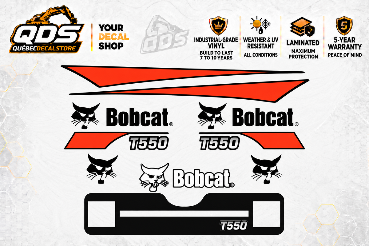 Bobcat T550 Decal Kit – Orange & Black Graphics