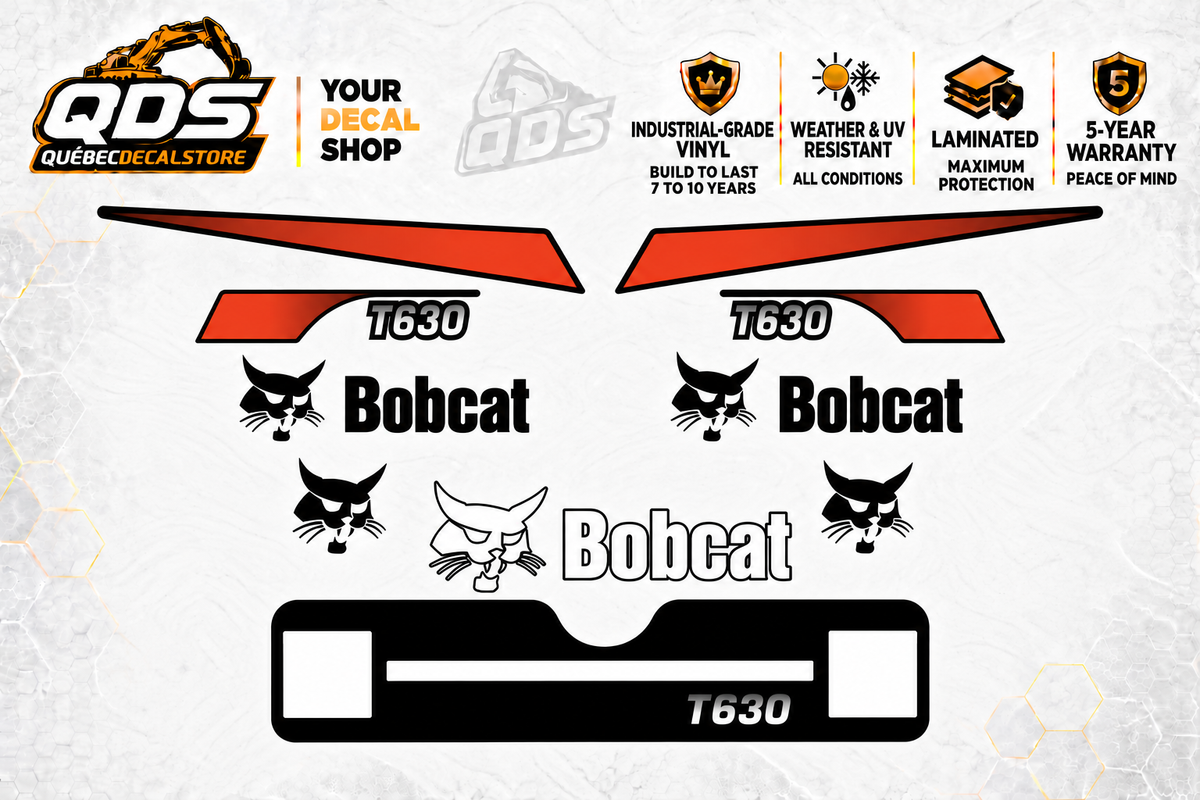 Bobcat T630 Decal Kit – Orange & Black Graphics