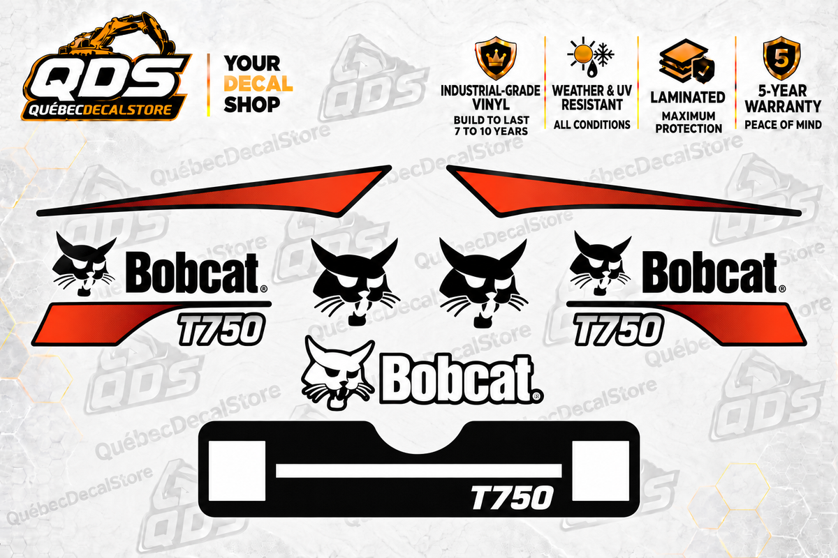 Bobcat T750 Decal Kit – Orange & Black Graphics