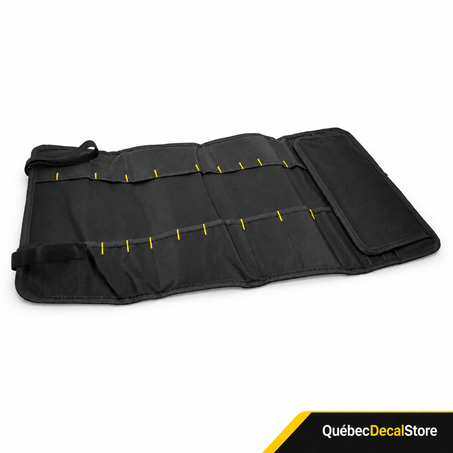 Aufrollbare Werkzeugtasche aus schwarzem 600D-Oxford-Gewebe