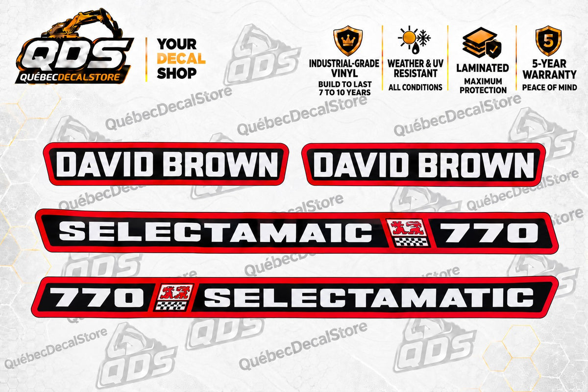 David Brown 770 Selectamatic laminated aftermarket tractor decal kit with the pictured 4 graphics – QuébecDecalStore