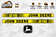 John Deere 216 Garden Tractor Hood Decal Kit
