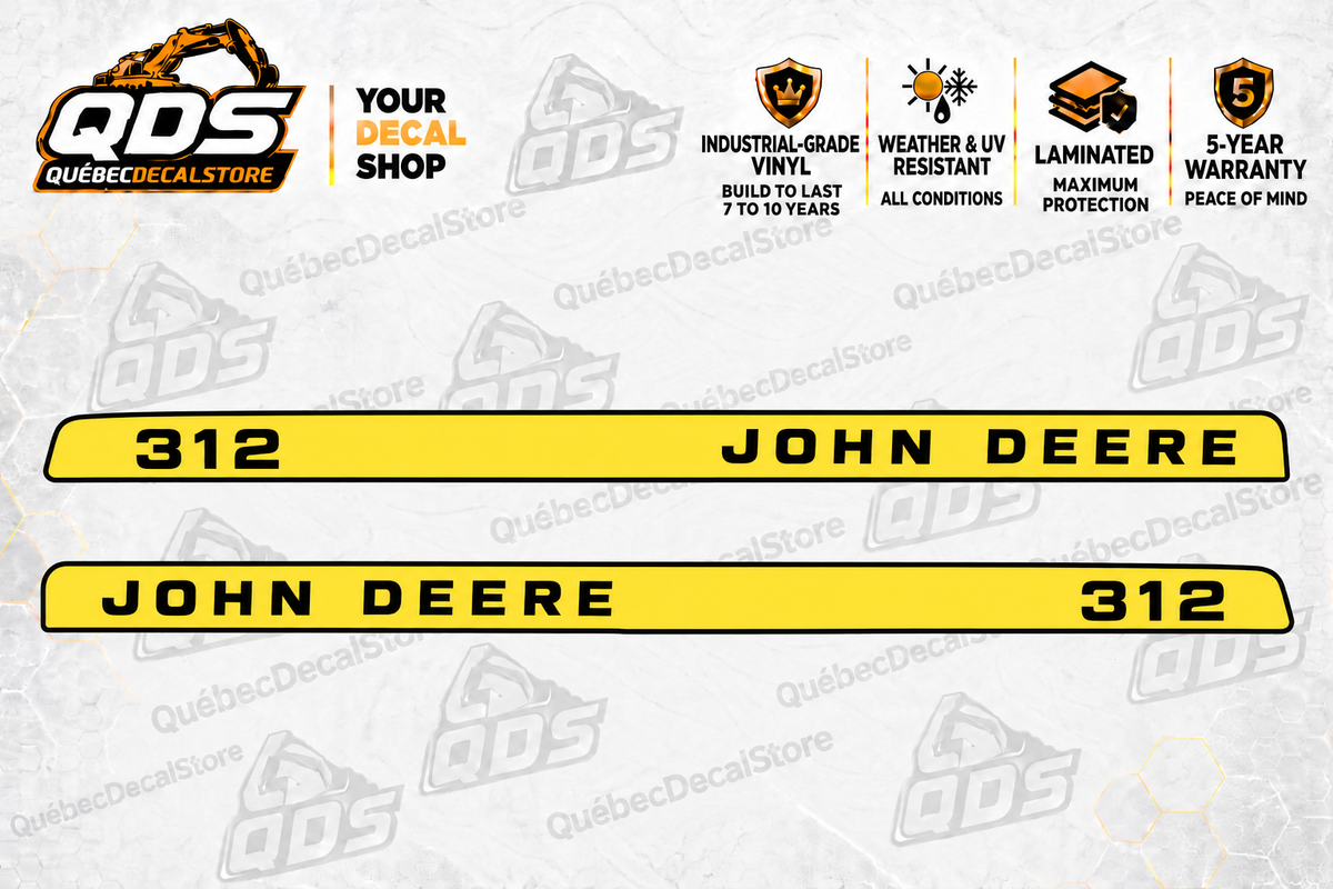 John Deere 312 Garden Tractor Hood Decal Kit