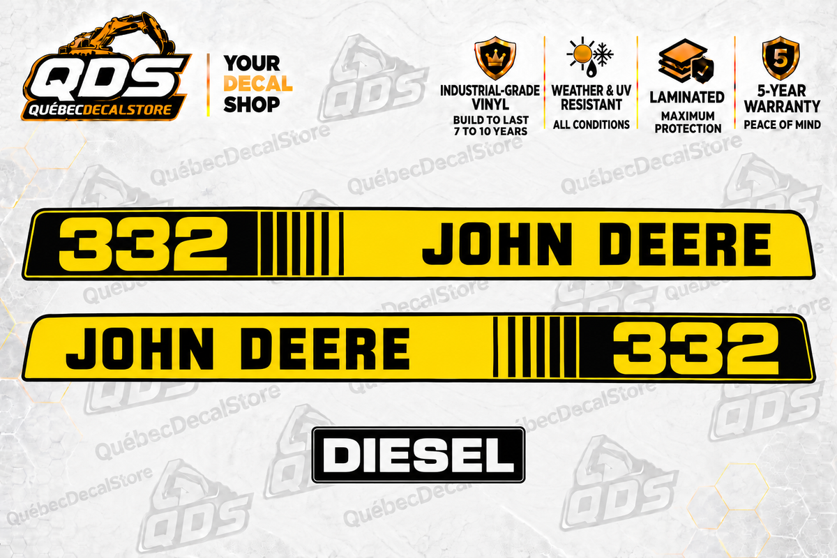 John Deere 332 Garden Tractor Hood Decal Kit