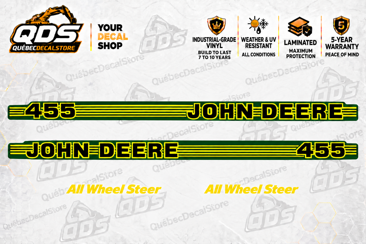 John Deere 455 Garden Tractor Hood Decal Kit