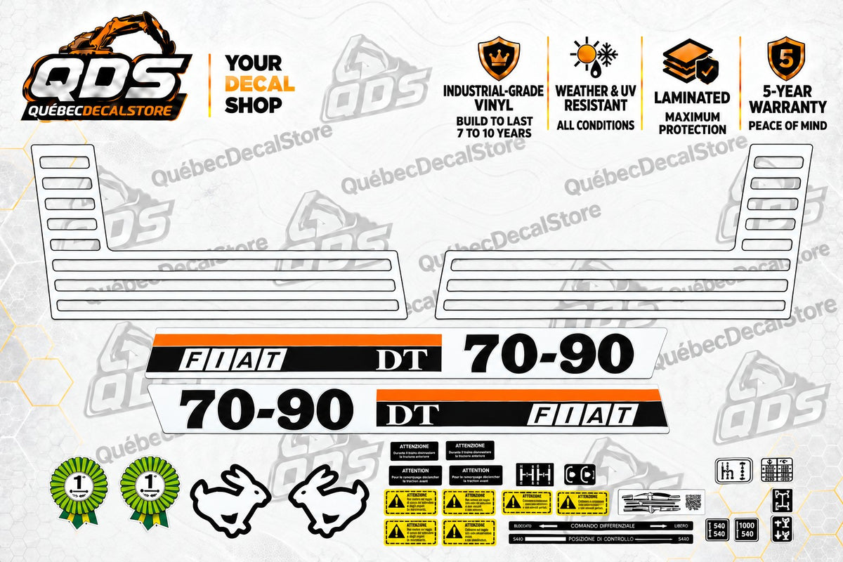 Aftermarket Decal Kit for Fiat 70-90 DT Tractor
