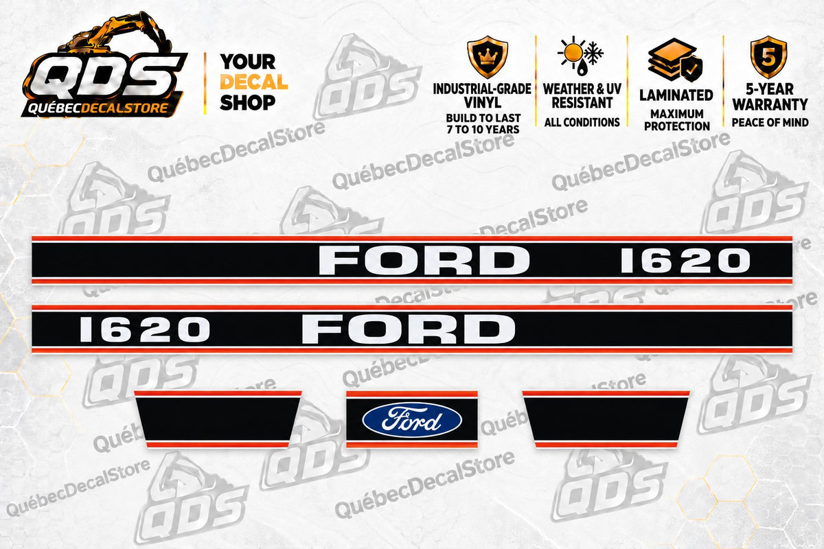 Ford 1620 Tractor Hood Decal Kit – 5 Pieces