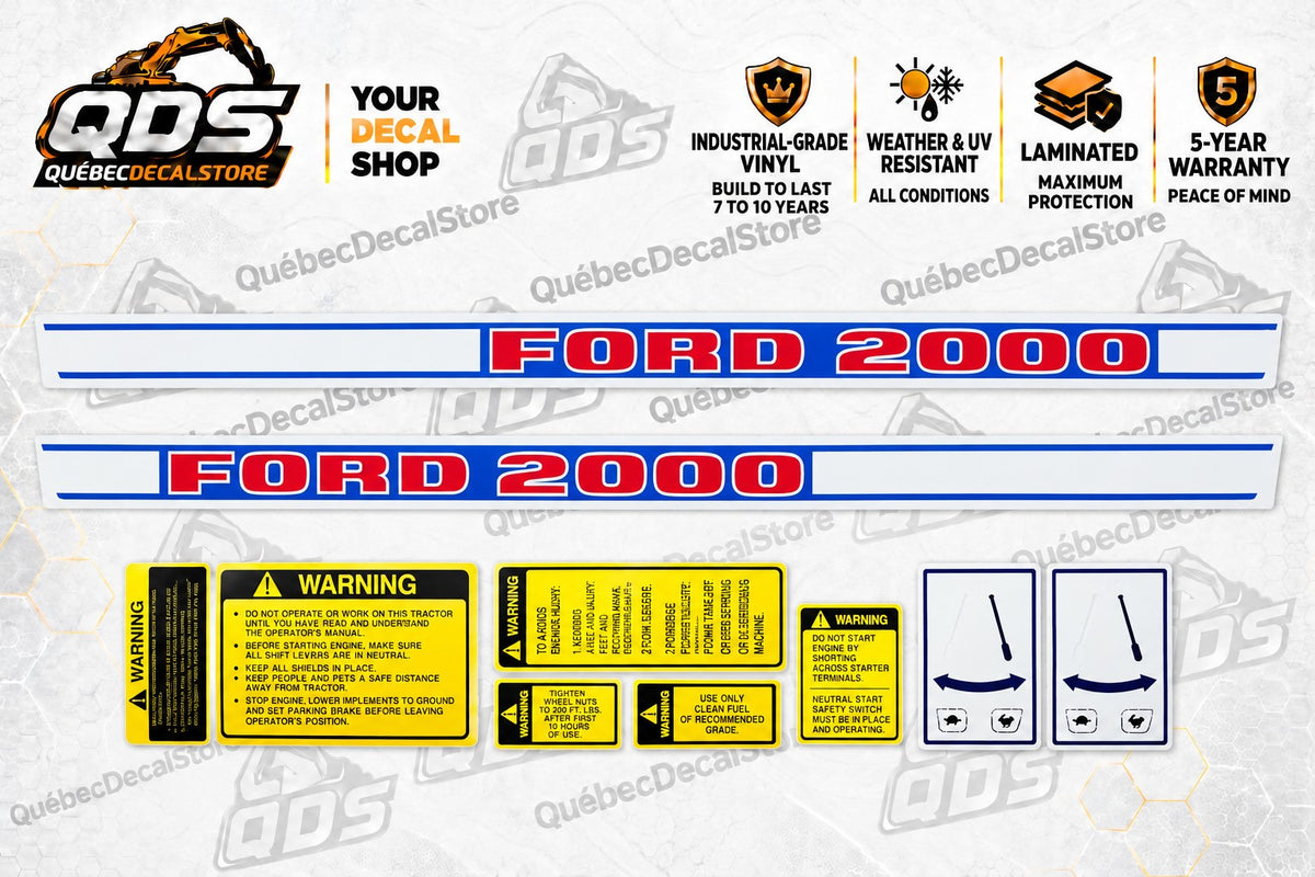 Ford 2000 Tractor Decal Kit – Hood & Safety Labels