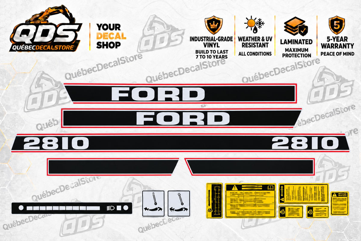 Ford 2810 Tractor Decal Kit – Black & Red with Safety Labels