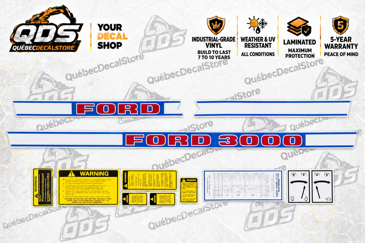 Ford 3000 Tractor Decal Kit – Hood, Safety & Service Labels