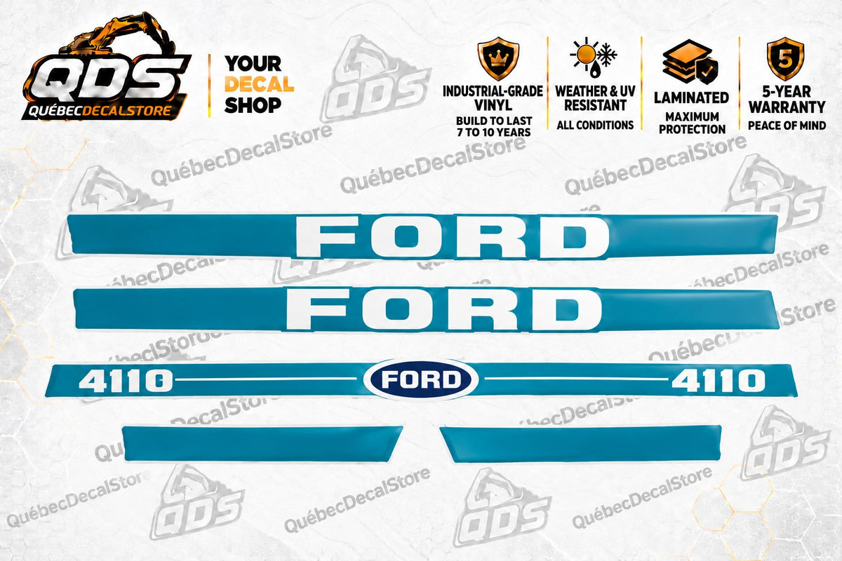 Ford 4110 laminated aftermarket tractor decal kit with the pictured 5 graphics – QuébecDecalStore