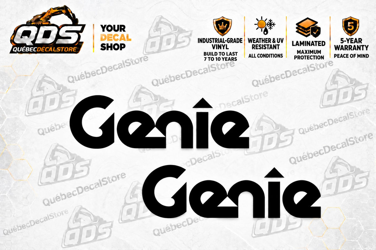 Genie Logo Decals – Pair of 2, Black or White, 3–30 in