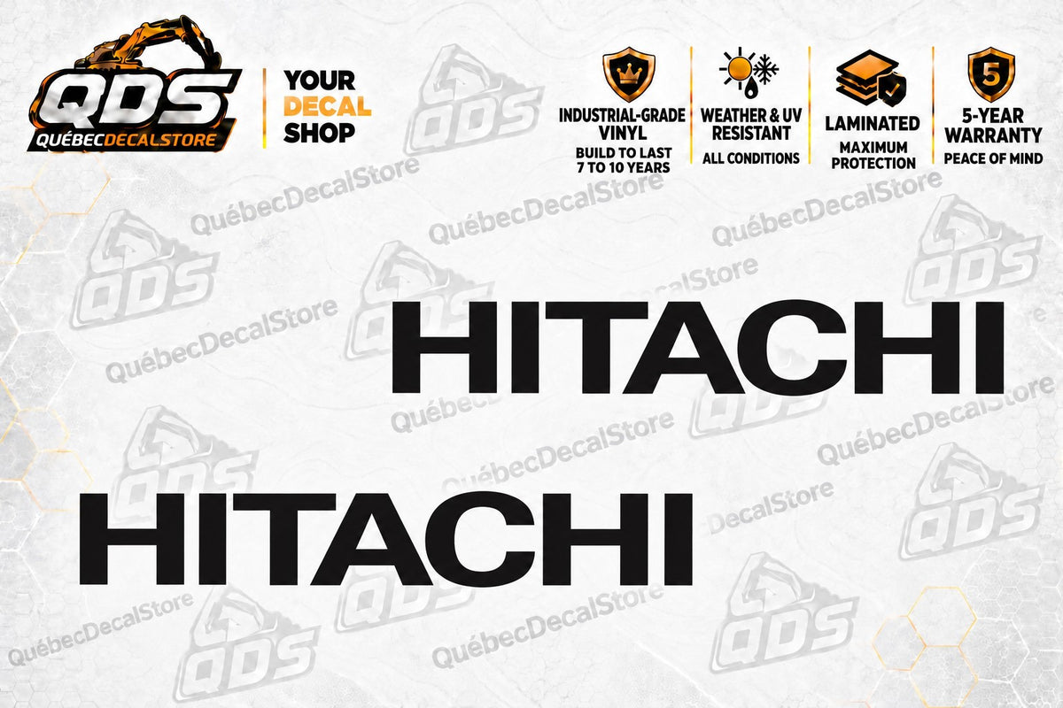 Hitachi Logo Decals – Pair of 2, Black or White, 3–30 in