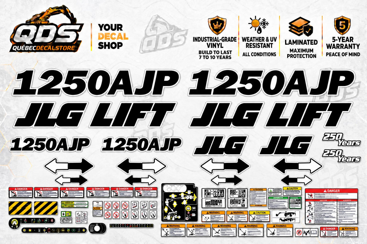 JLG 1250AJP Articulating Boom Lift Decal Kit – 3M Laminated Vinyl