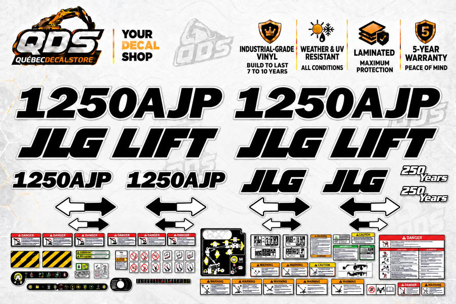JLG 1250AJP Articulating Boom Lift Decal Kit – 3M Laminated Vinyl
