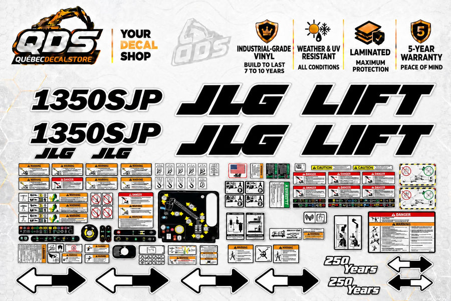 JLG 1350SJP Telescopic Boom Lift Decal Kit – 3M Laminated Vinyl