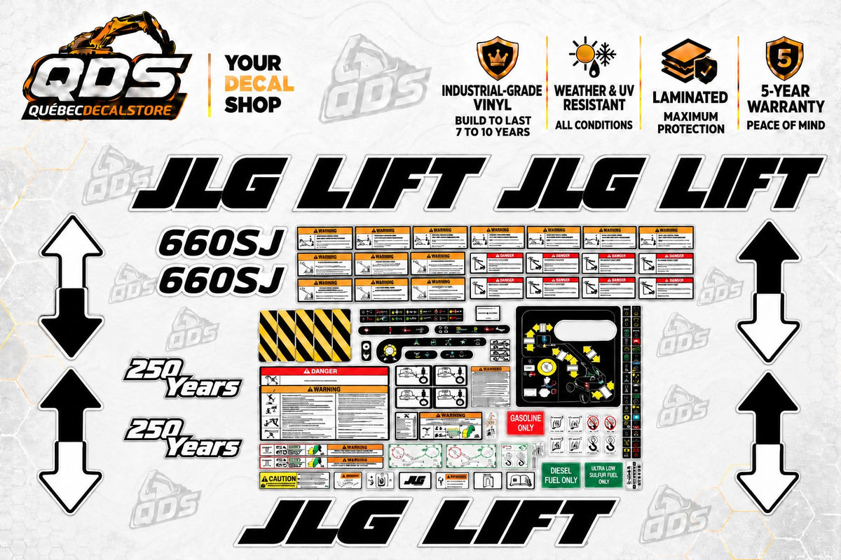 JLG 660SJ Telescopic Boom Lift Decal Kit – 3M Laminated Vinyl