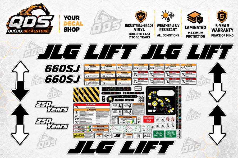 JLG 660SJ Telescopic Boom Lift Decal Kit – 3M Laminated Vinyl