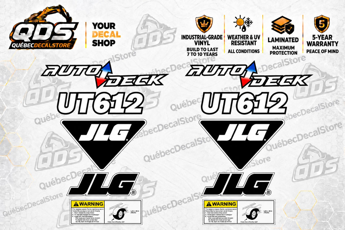 Kit de décalcomanies JLG UT612 Auto Deck – Vinyle 3M laminé