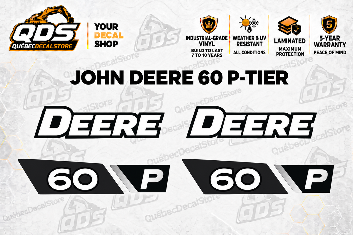 John Deere 60 P-Tier aftermarket decal kit concept preview; fitment and dimensions require confirmation before production