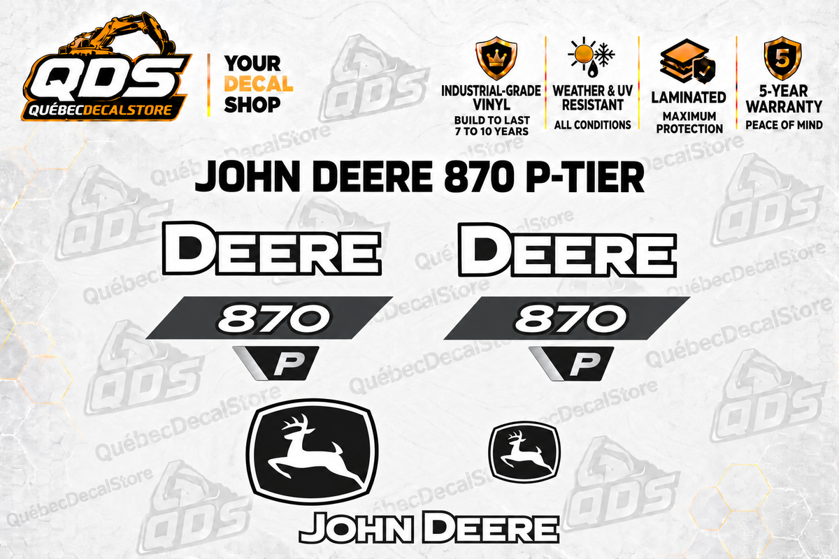 John Deere 870 P-Tier Excavator Decal Kit | QDS