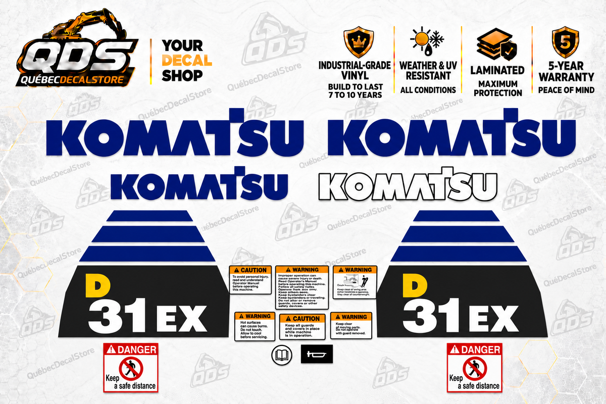 Aftermarket Decal Kit for Komatsu D31EX-22 Dozer