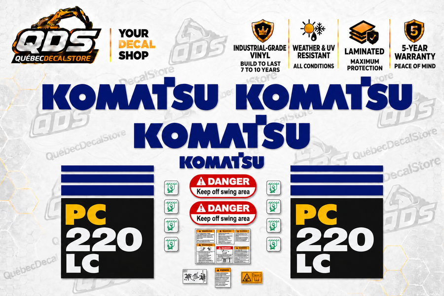 Aftermarket Decal Kit for Komatsu PC220LC-7 Excavator