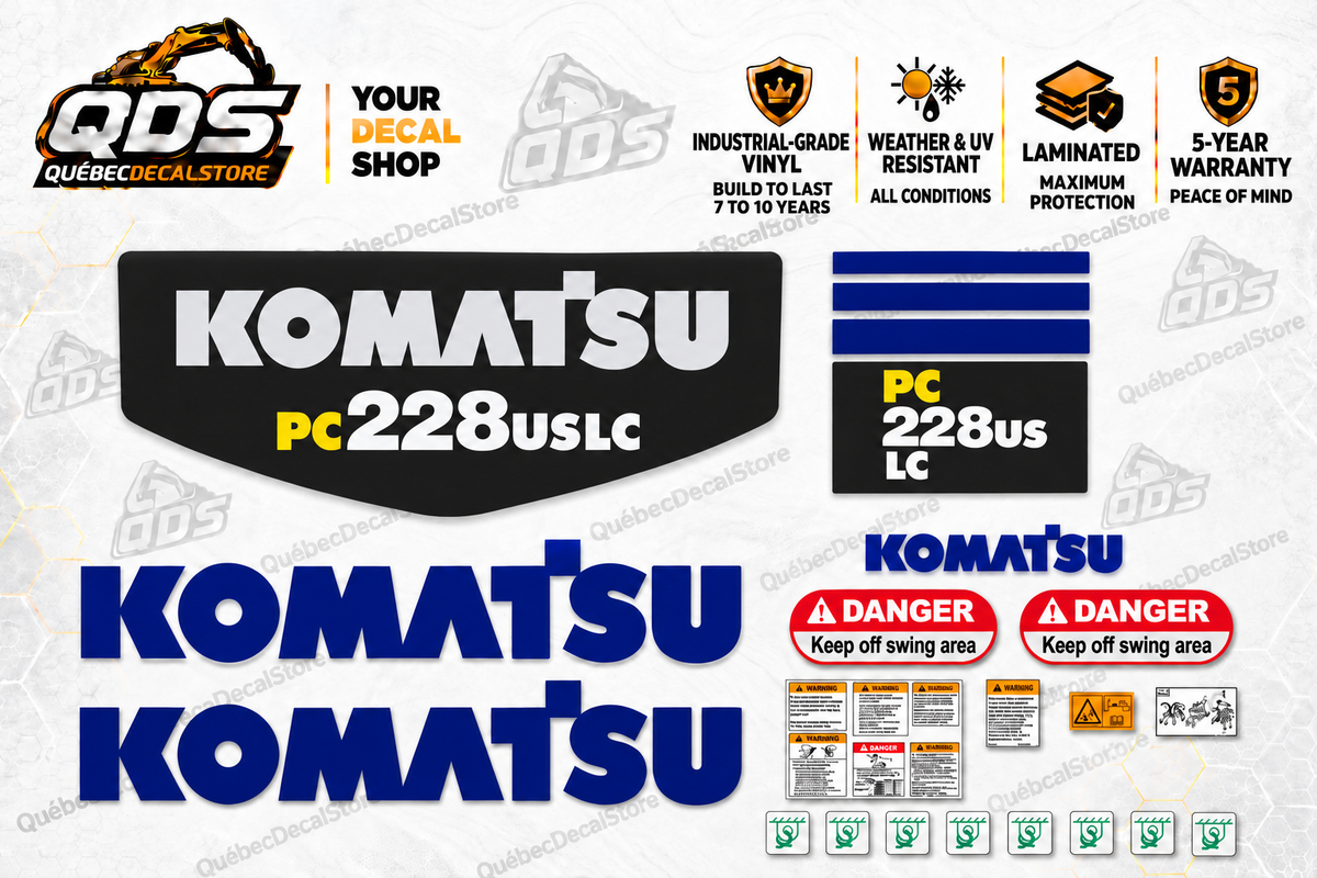 Aftermarket Decal Kit for Komatsu PC228USLC-3 Excavator