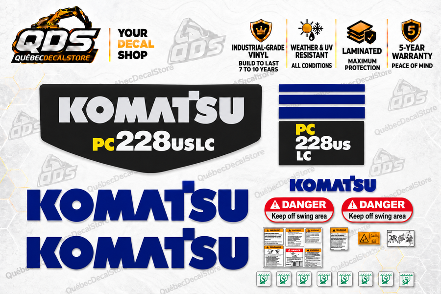 Aftermarket Decal Kit for Komatsu PC228USLC-3 Excavator