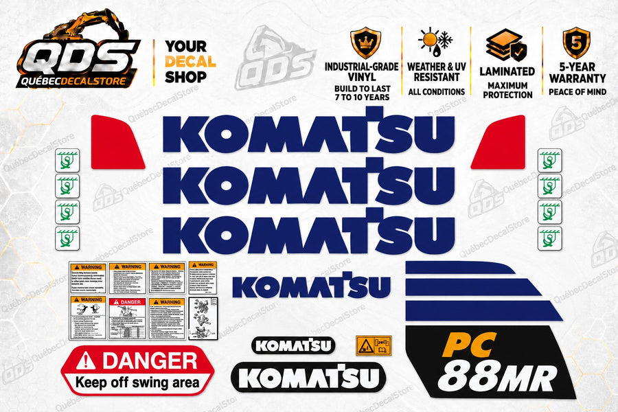 Aftermarket Decal Kit for Komatsu PC88MR-10 Excavator
