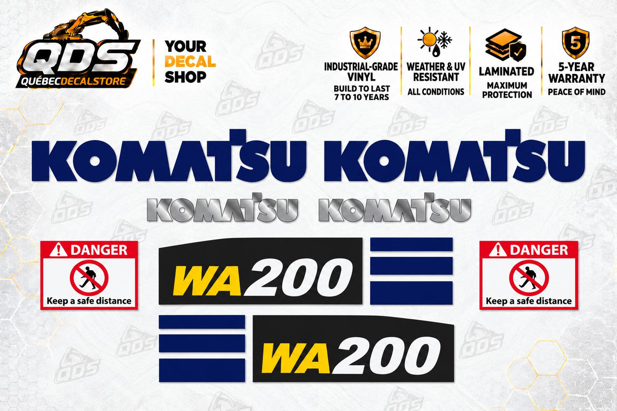 Aftermarket Decal Kit for Komatsu WA200-7 Wheel Loader