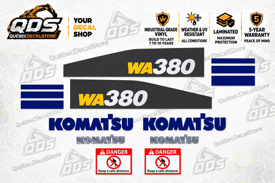 Aftermarket Decal Kit for Komatsu WA380-7 Wheel Loader