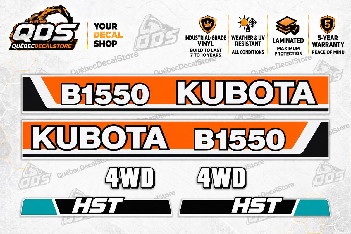 Kubota B1550 Compact Tractor Aftermarket Replacement Decal Kit