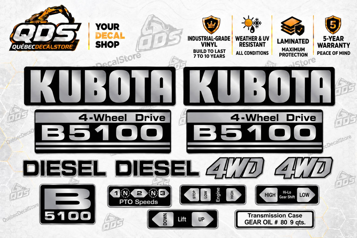 Kubota B5100 tractor replacement graphics decal kit