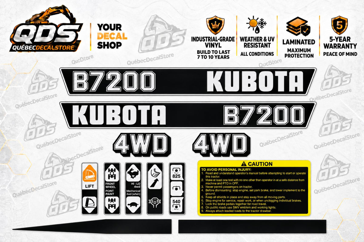 Kubota B7200 Tractor Aftermarket Replacement Decal Kit