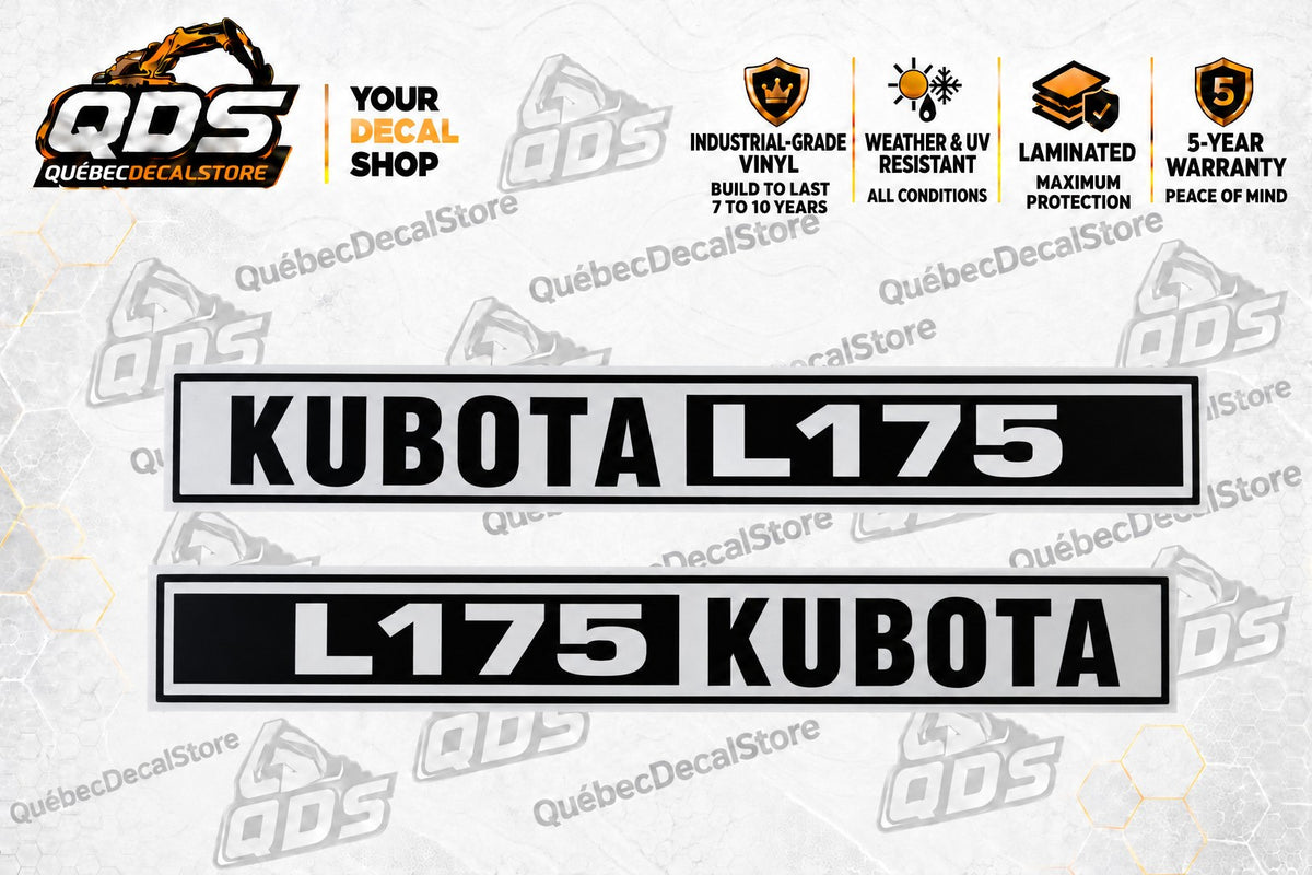 Kubota L175 Tractor Hood Decal Kit – Silver & Black