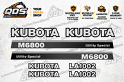 Kubota M6800 tractor replacement graphics decal kit