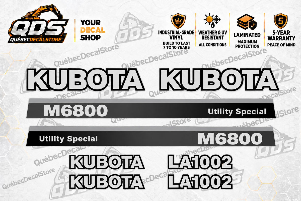 Kubota M6800 tractor replacement graphics decal kit