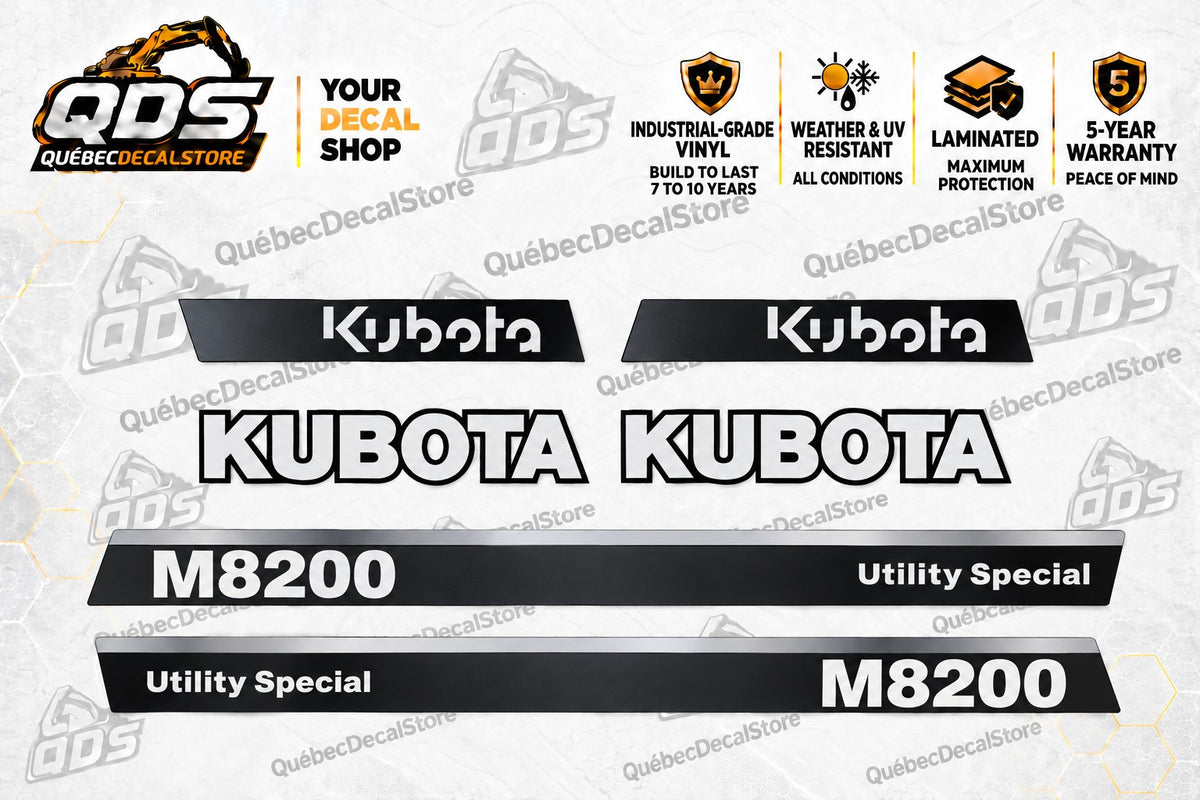 Kubota M8200 Tractor Aftermarket Replacement Decal Kit