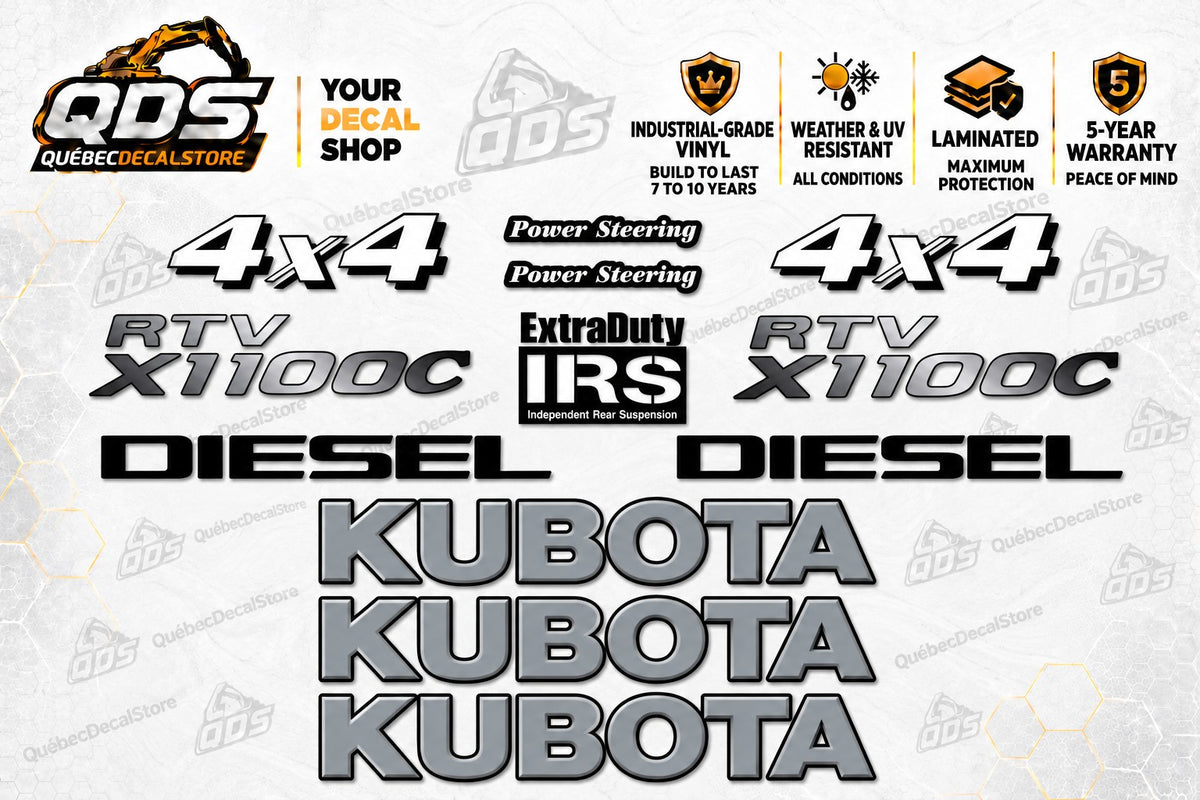 Kubota RTV-X1100C Utility Vehicle Aftermarket Replacement Decal Kit