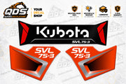 Orange Aftermarket Decal Kit for Kubota SVL75-3 – Side & Rear
