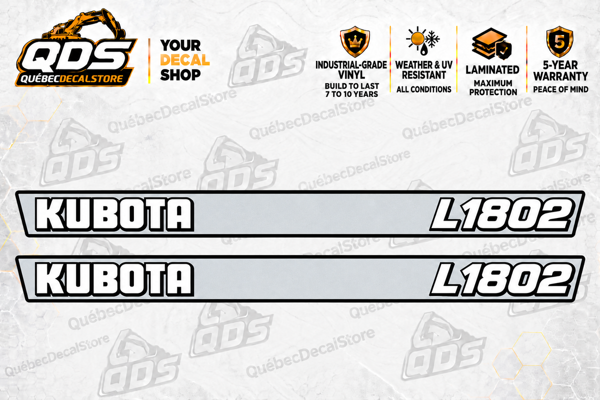 Kubota L1802 Hood Decal Kit – 2 Decorative Pieces