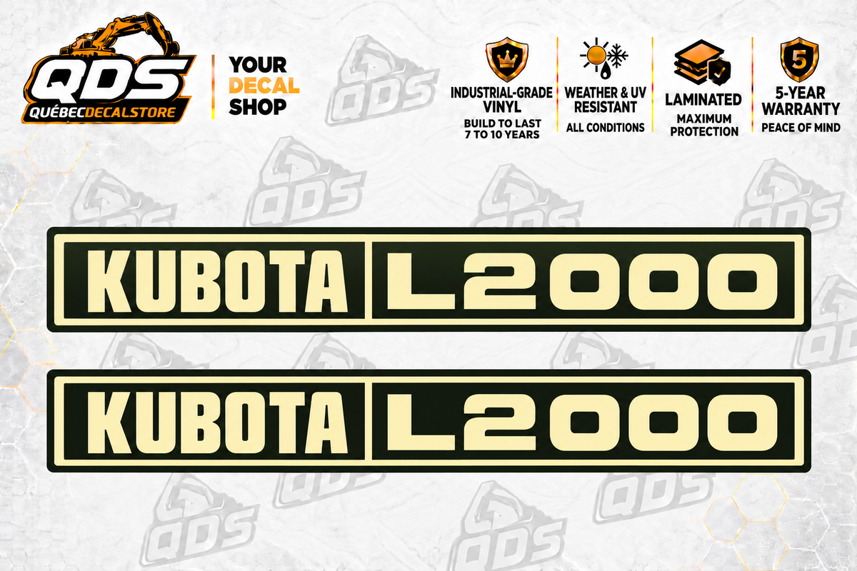 Kubota L2000 Hood Decal Kit – 2 Decorative Pieces