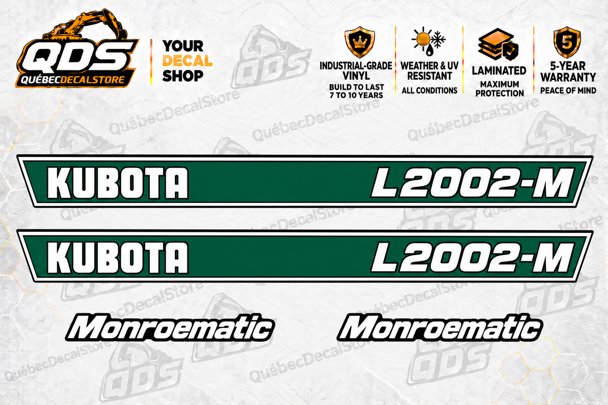 Kubota L2002-M Hood Decal Kit – 4 Decorative Pieces