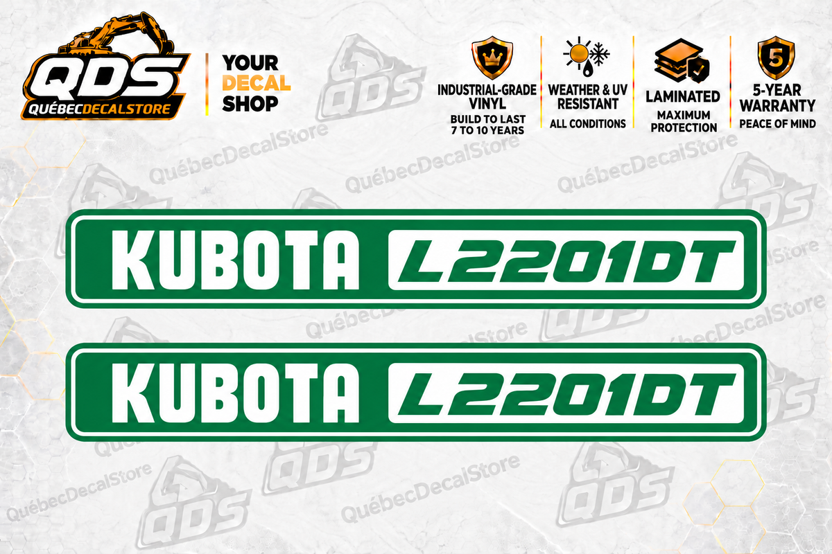 Kubota L2201DT Hood Decal Kit – 2 Decorative Pieces